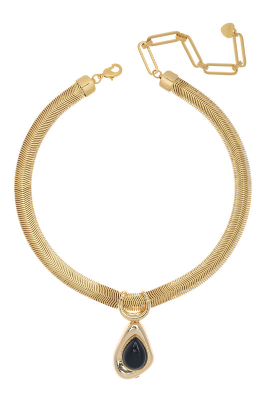  SOUTH MOON UNDER Gold Statement Necklace W/ Stone Pendant