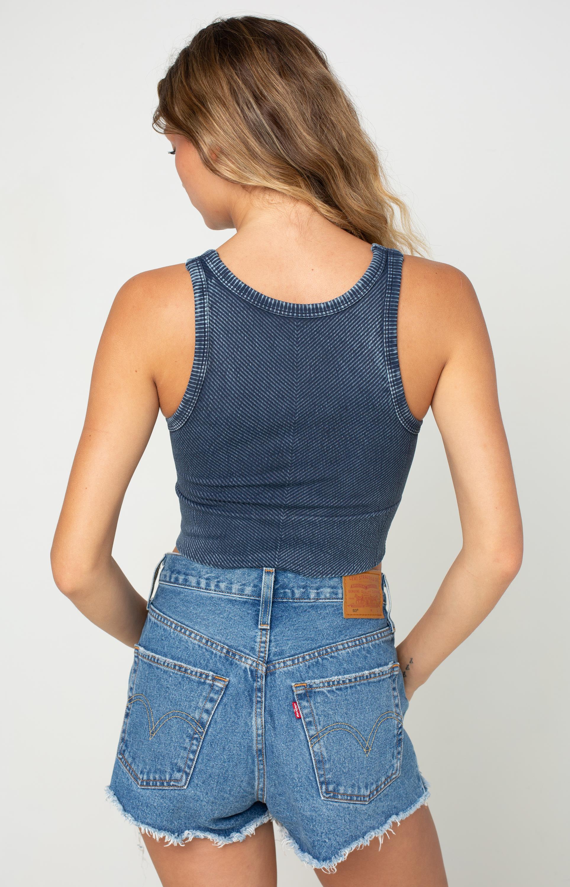  NIKI BIKI Vintage Chevron Hi Neck Crop Top