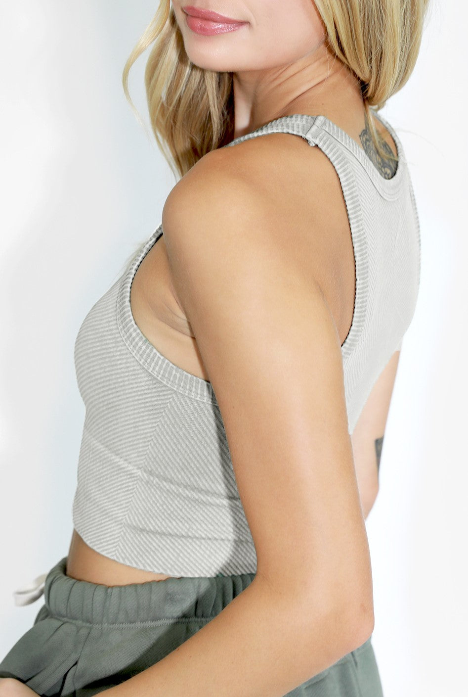  NIKI BIKI Vintage Chevron Hi Neck Crop Top